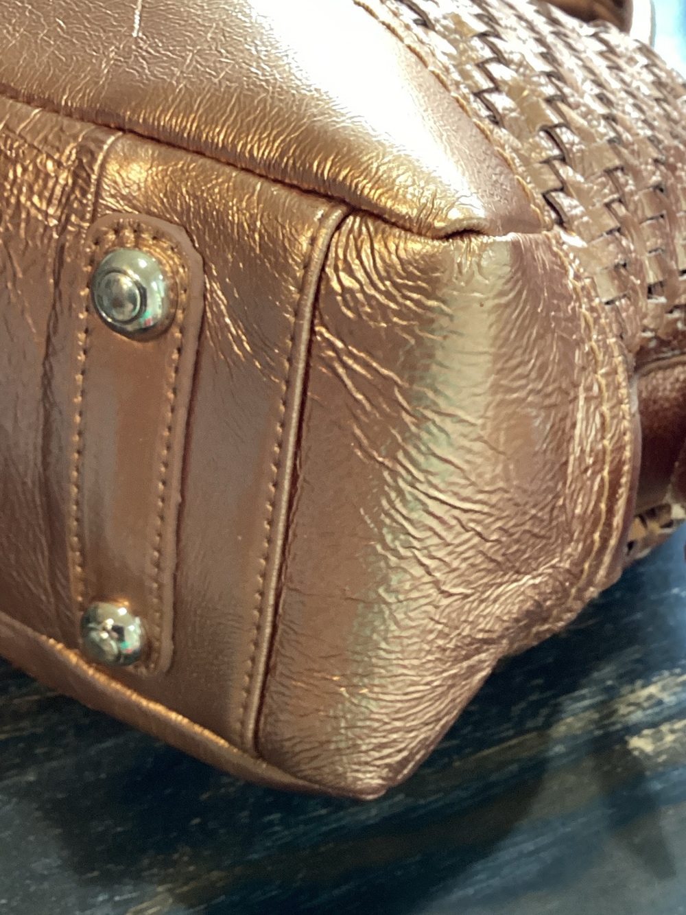 Sharif Rose Copper Woven Embroidered Floral Satchel - Picture 7 of 14